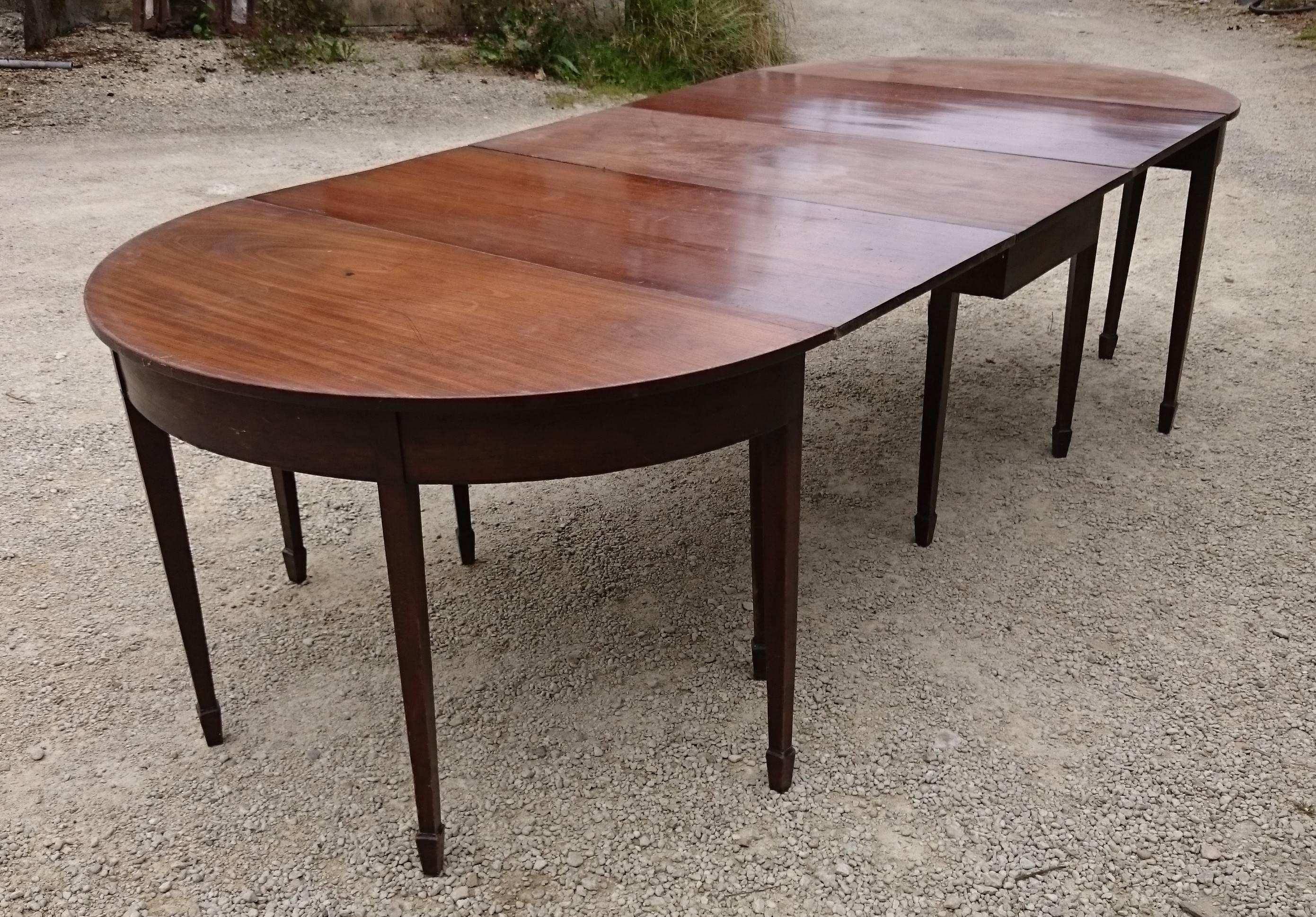 Good original and versatile antique d end dining table. This table is made of excellent fine figured mahogany with good mechanism which means that the legs are tucked out of the away under the table. It is also a little higher than tables usually