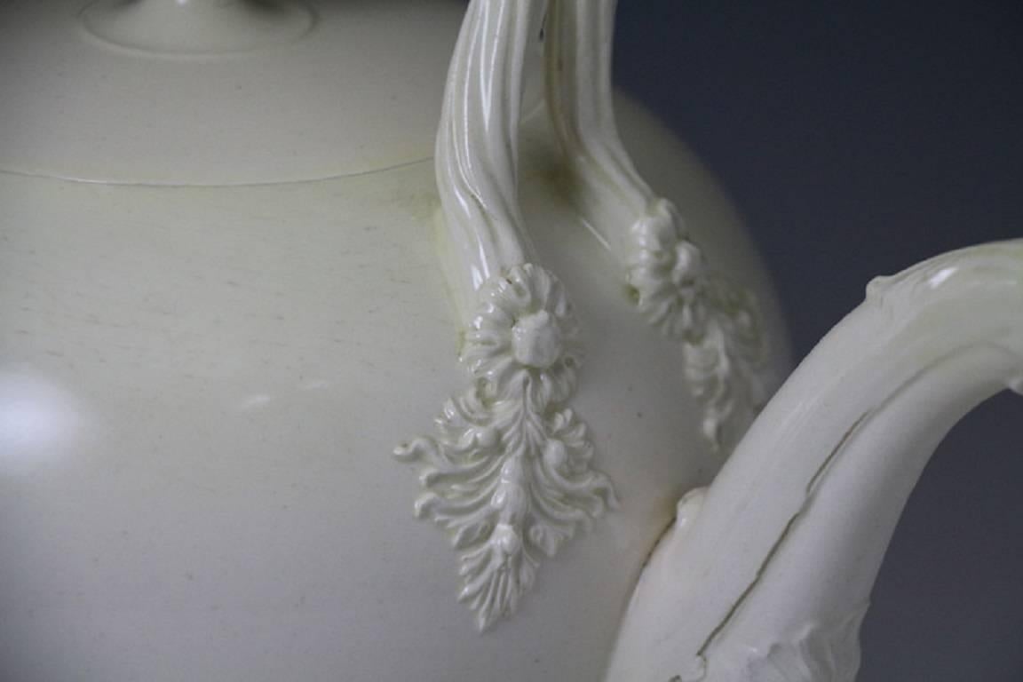 Antique English Creamware Pottery Tea Kettle or Punch Pot, Late 18th Century 1