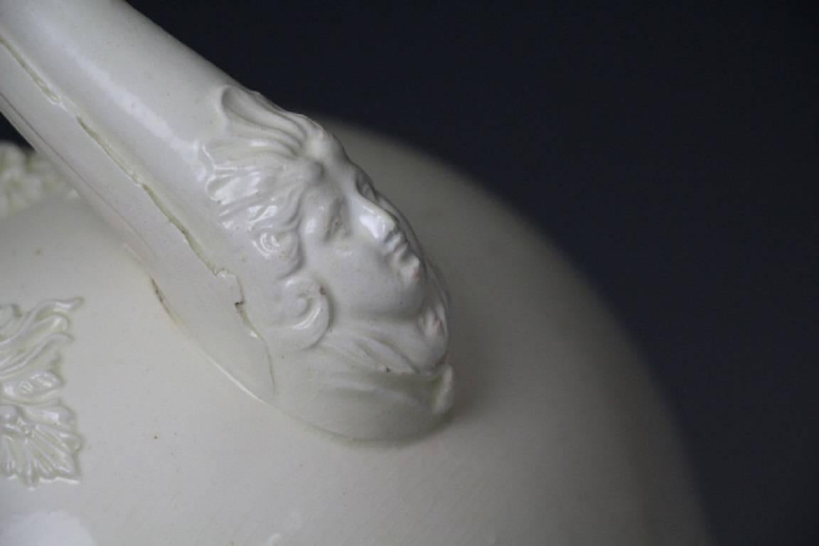 Antique English Creamware Pottery Tea Kettle or Punch Pot, Late 18th Century 2