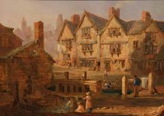 "By the Town Sluice Gate" Oil Painting by John Skinner Prout