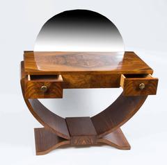 Antique French Art Deco Walnut Dressing Table, circa 1925