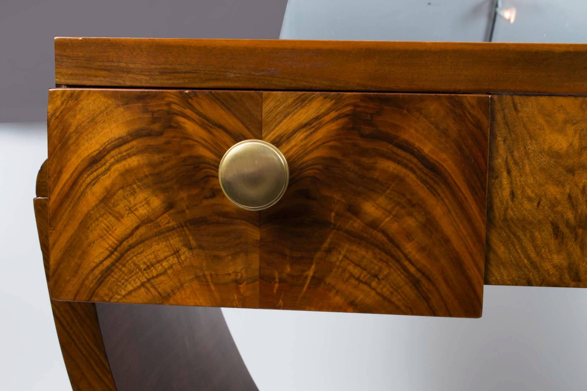 20th Century Antique French Art Deco Walnut Dressing Table, circa 1925