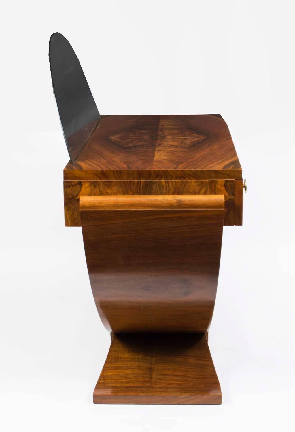 Antique French Art Deco Walnut Dressing Table, circa 1925 3
