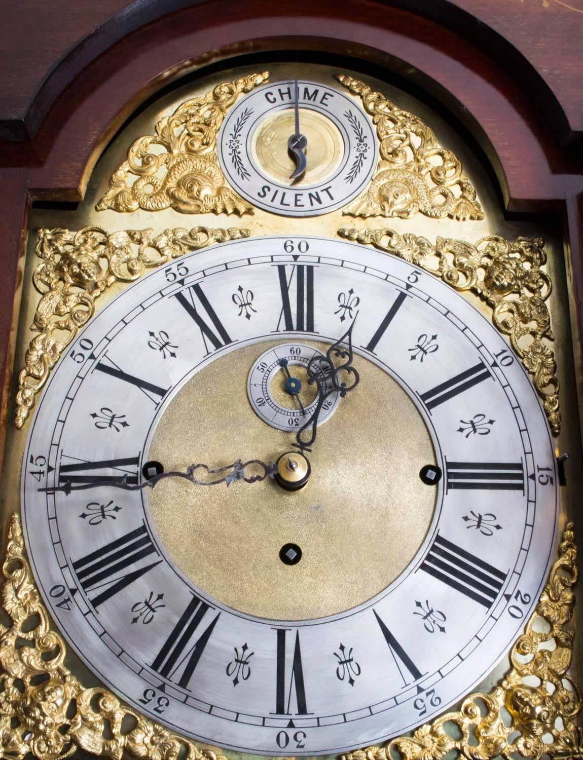 Antique Inlaid Grandfather Clock Chiming on Eight Bells and Gong at 1stdibs