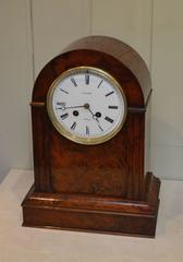 Fine Bell Striking Burr Walnut Mantel Clock