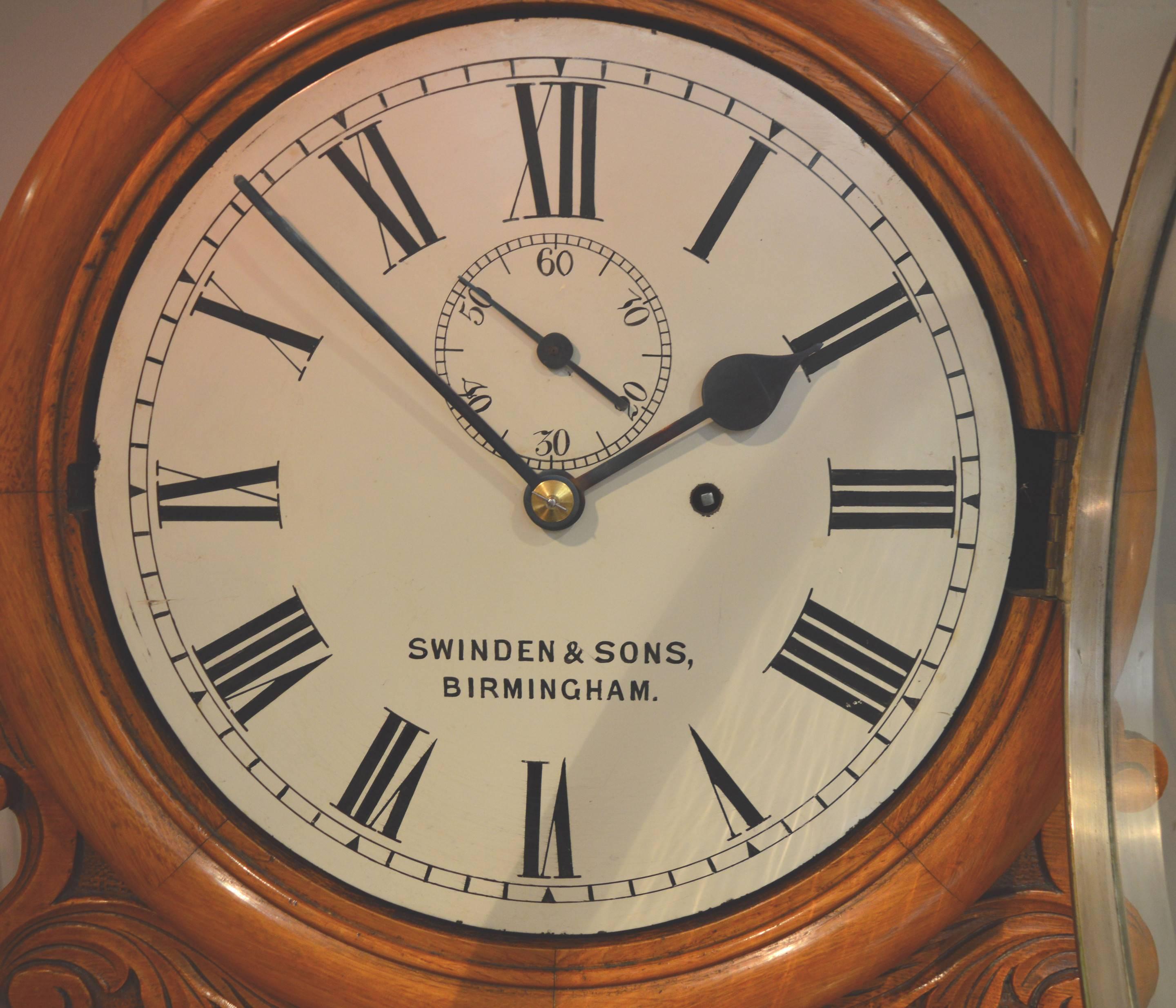 19th Century Light Oak Regulator Wall Clock