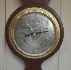 Edwardian Sheraton Style Mahogany and Inlay Aneroid Barometer