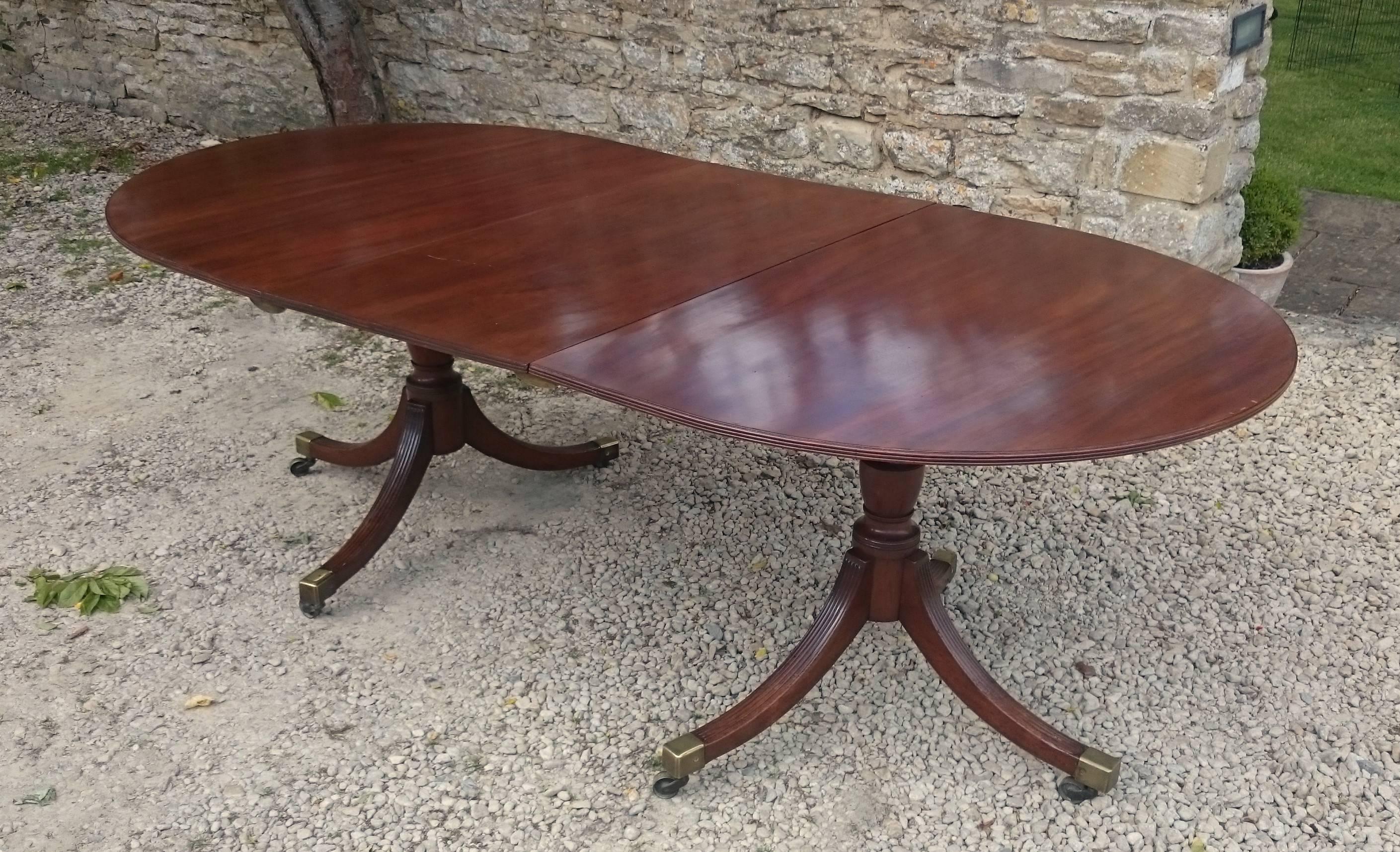 British Antique Twin Pedestal Dining Table For Sale