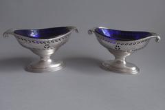 An unusual pair of "Onslow" end Salt Cellars made in London in 1781 by Robert He