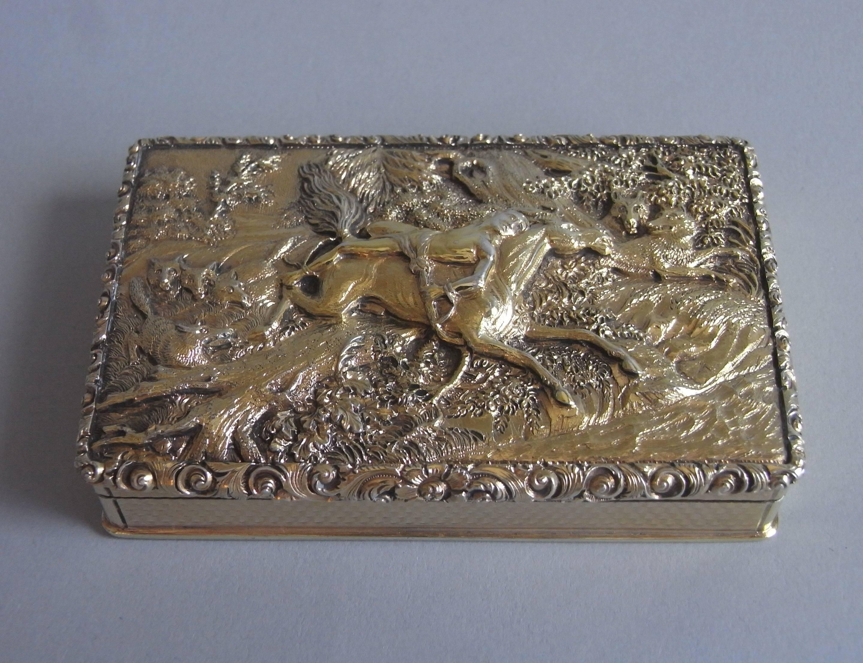 THE MAZEPPA BOX - A very rare and exceptional William IV Silver Gilt Table Snuff