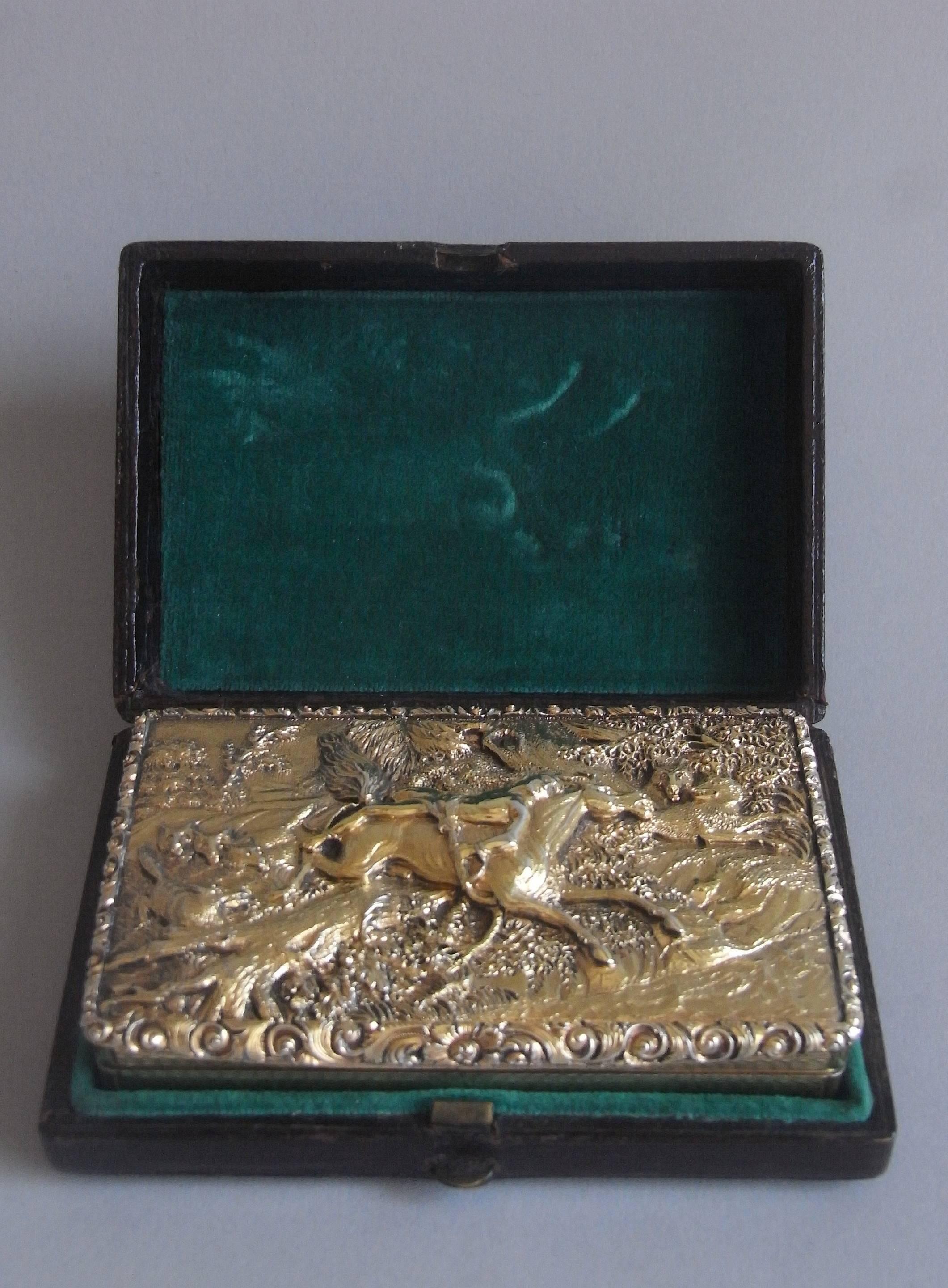 19th Century THE MAZEPPA BOX - A very rare and exceptional William IV Silver Gilt Table Snuff