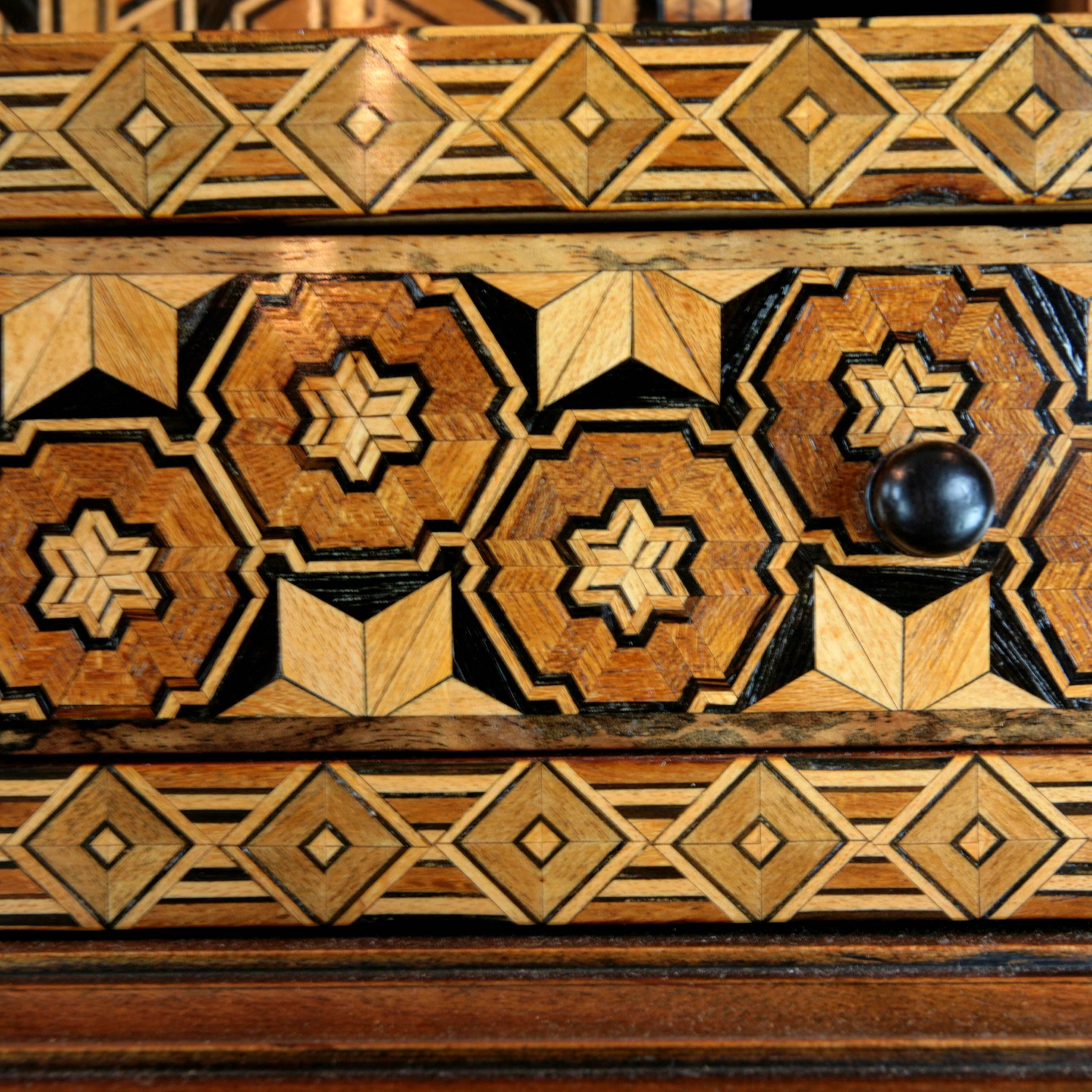20th Century Magnificent Japanese Marquetry and Parquetry Cylinder Desk