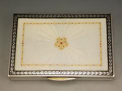 Early 20th Century Silver & Guilloche Enamel Faberge Style Cigarette Case