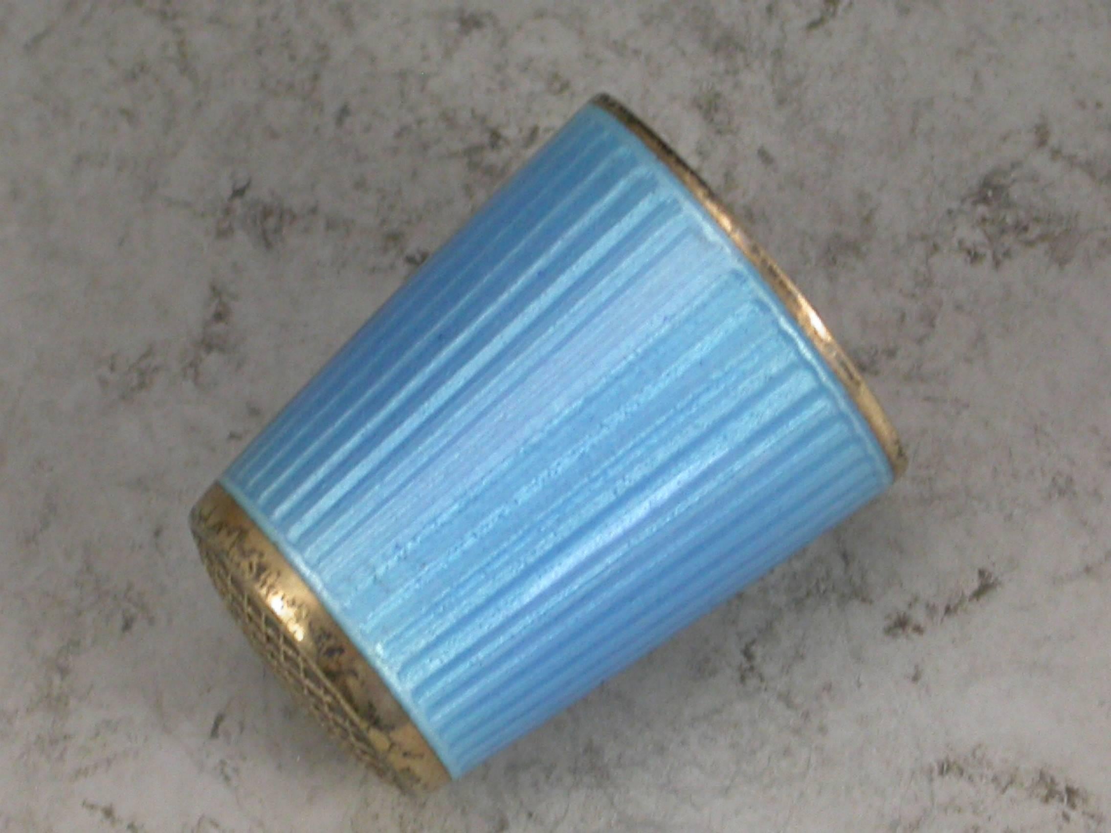 Early 20th Century Norwegian Silver Gilt and Guilloche Enamel Thimble 1