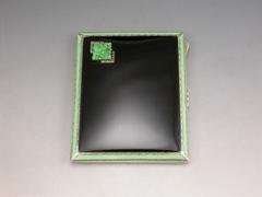 Art Deco Silver Enamel Jade & Marcasite Cigarette Case