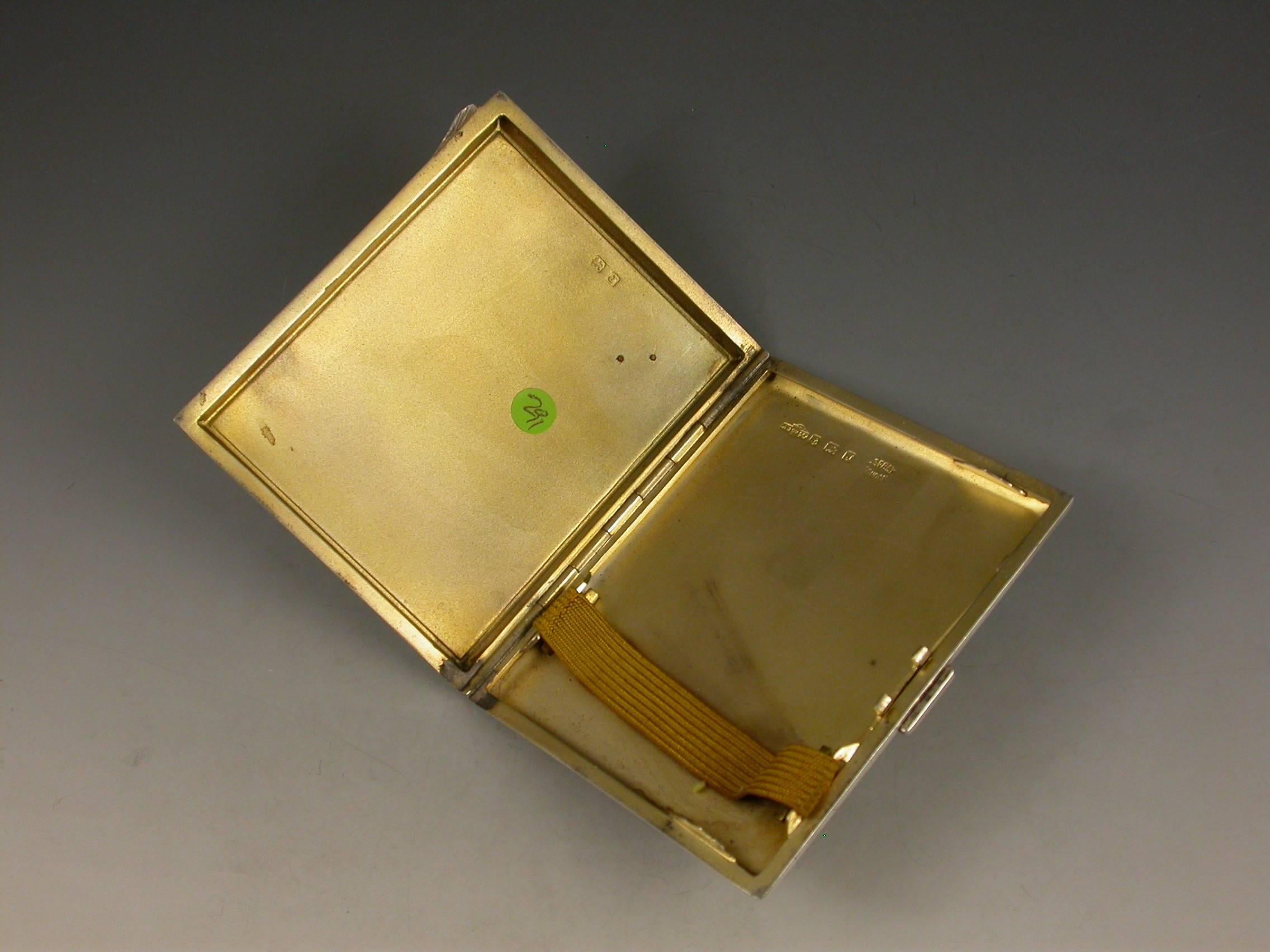 Art Deco Silver Enamel Jade & Marcasite Cigarette Case 2