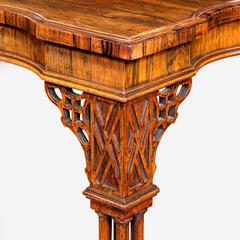 Attractive Victorian Rosewood Silver Table, 1840s Chinese Chippendale Revival