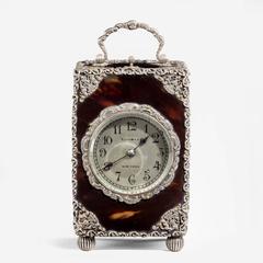 Silver-Mounted Tiffany Eight Day Repeater Carriage Clock