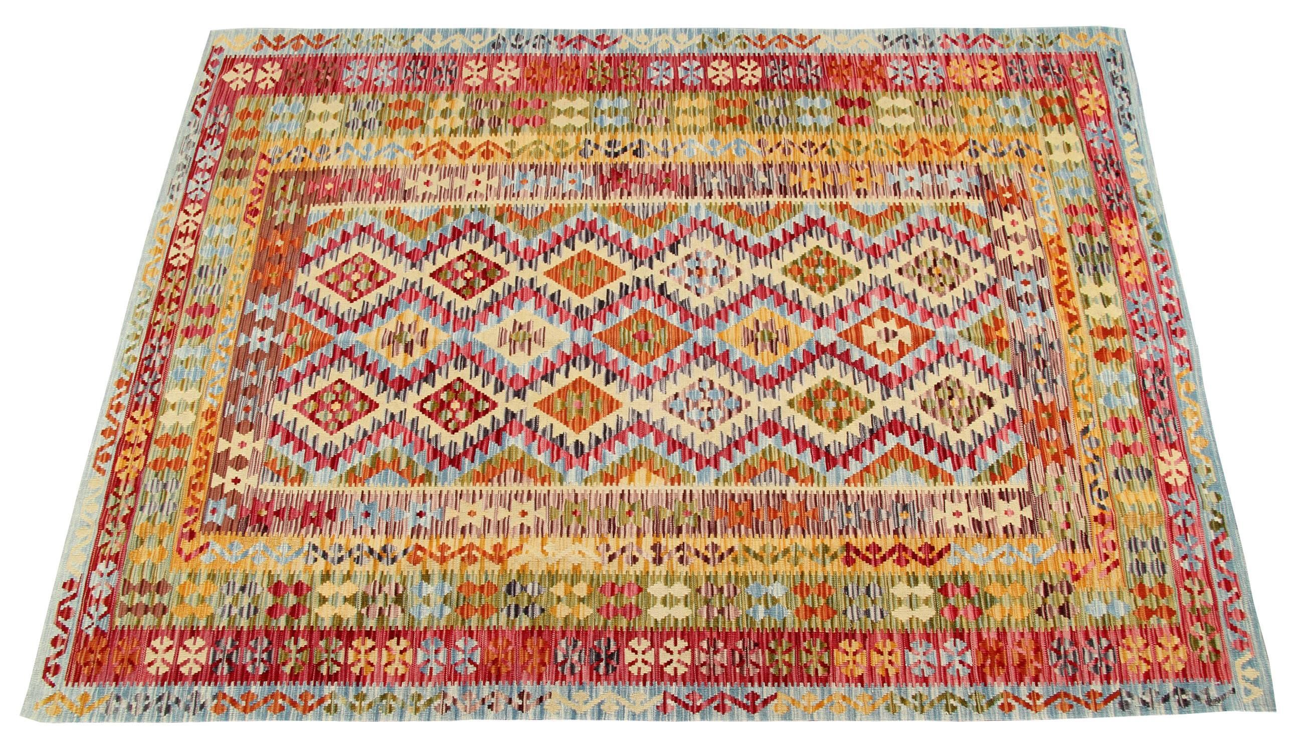 Afghan Kilim Rugs, Contemporary Rugs, Flat-Weave Rug from Afghanistan In Excellent Condition In Hampshire, GB