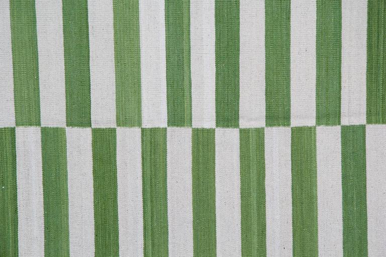 Kilim Lime Green Striped Rug