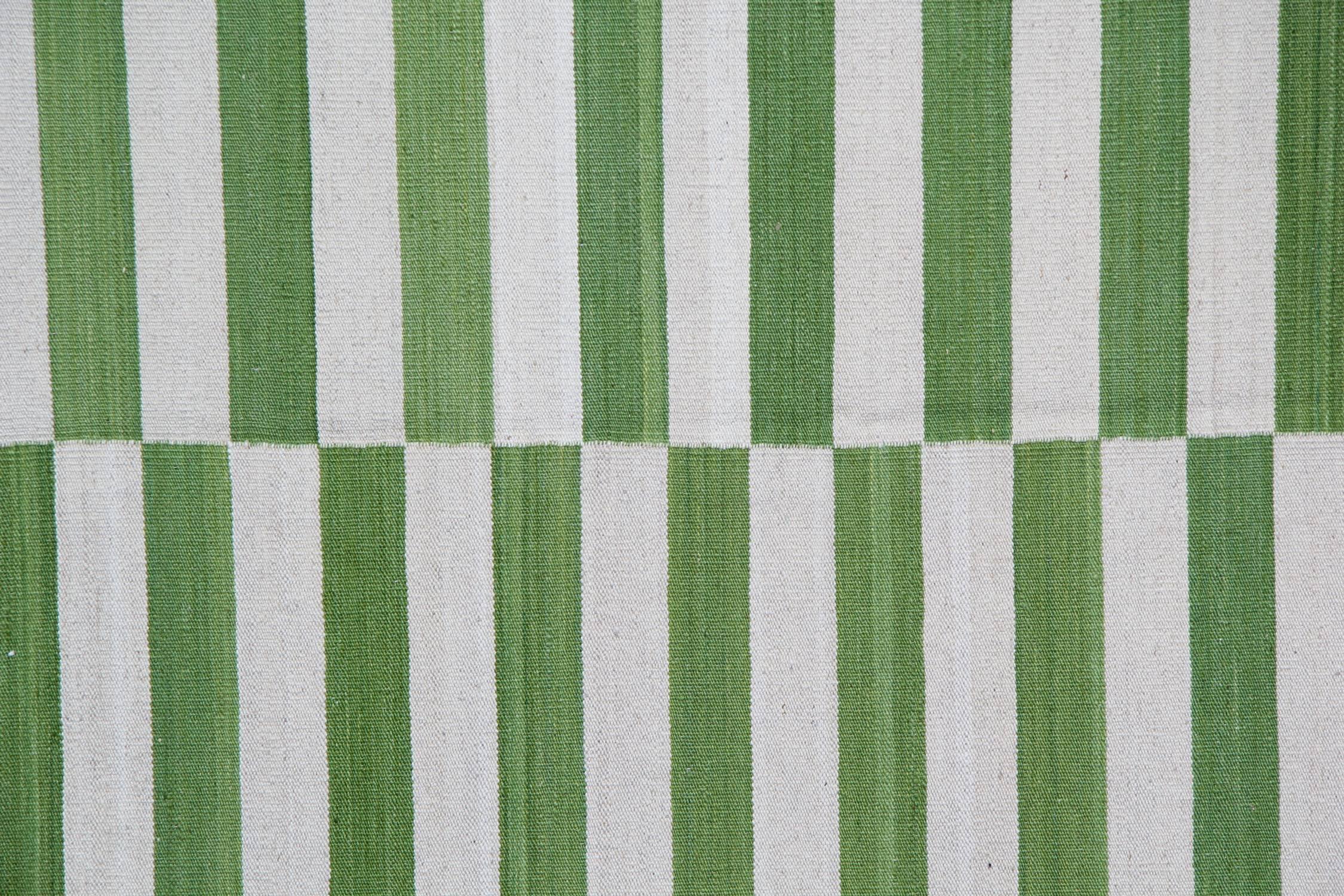 green stripe rug