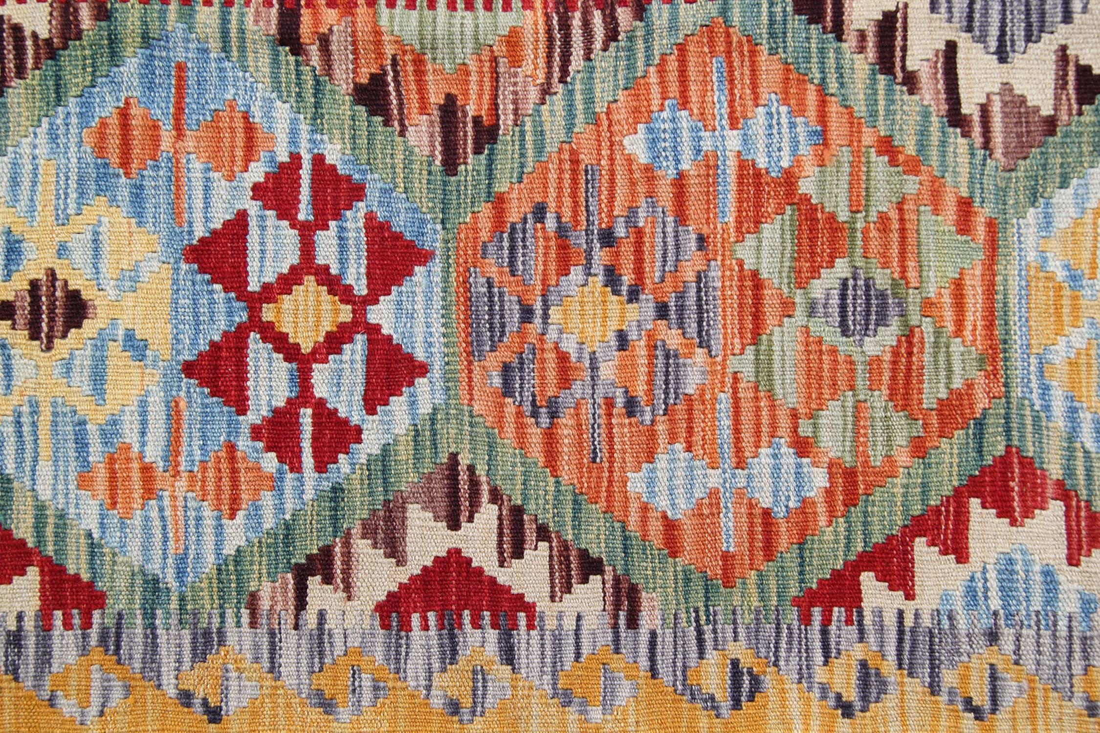 Vegetable Dyed Afghan Kilim Rugs, Traditional Multi-Colour 