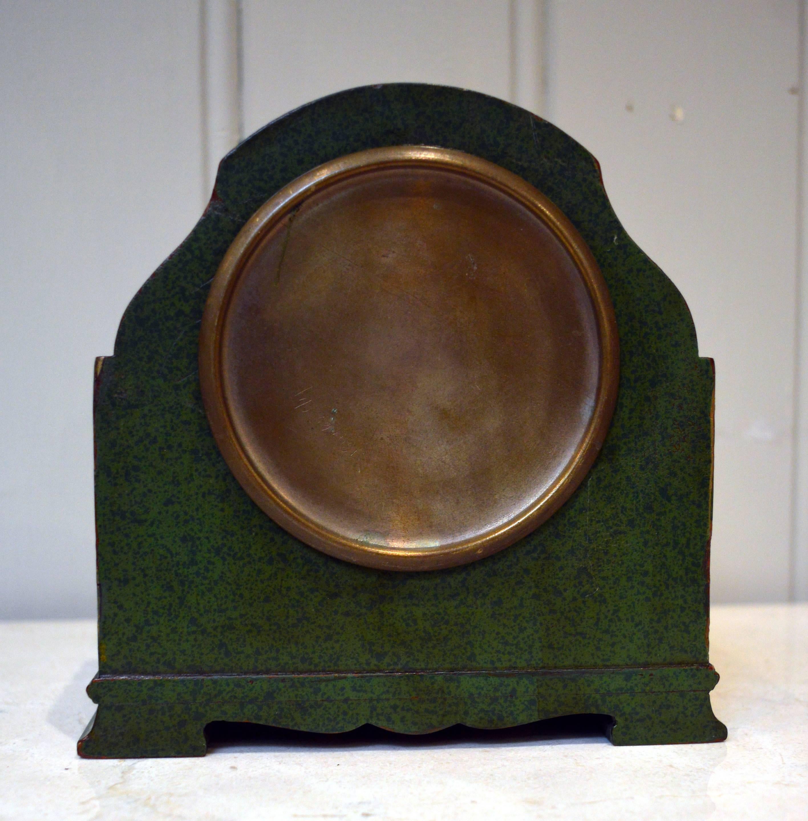 20th Century Green Chinoiserie Mantel Clock