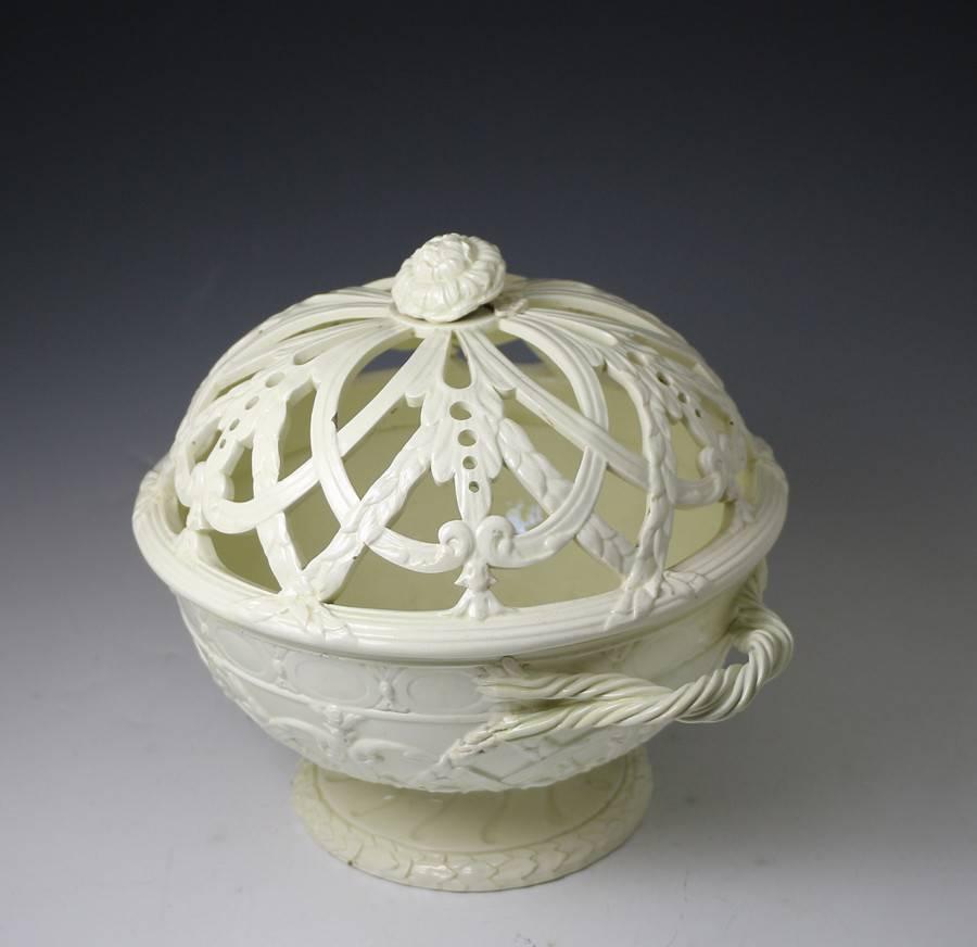 Creamware pottery orange basket and cover impressed under base 