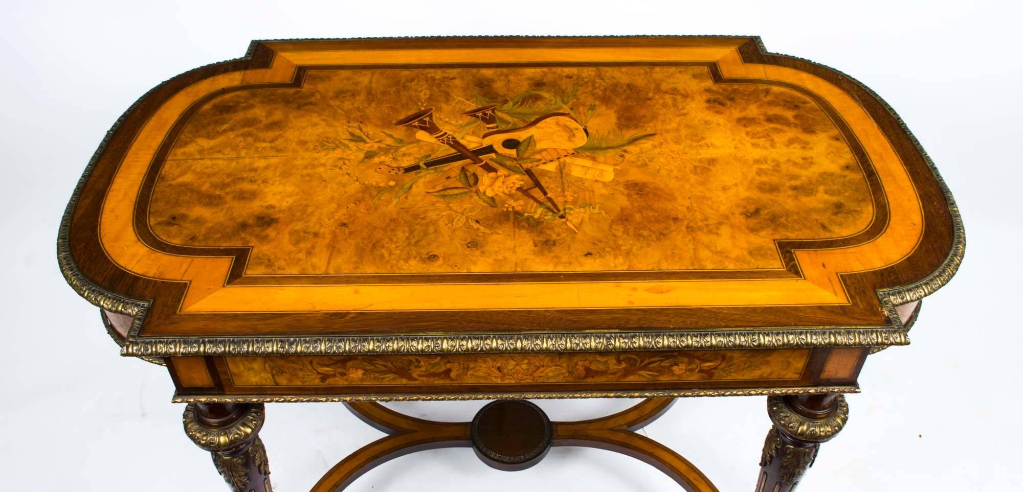 Antique French Marquetry Centre Writing Table, circa 1860 In Excellent Condition In London, GB