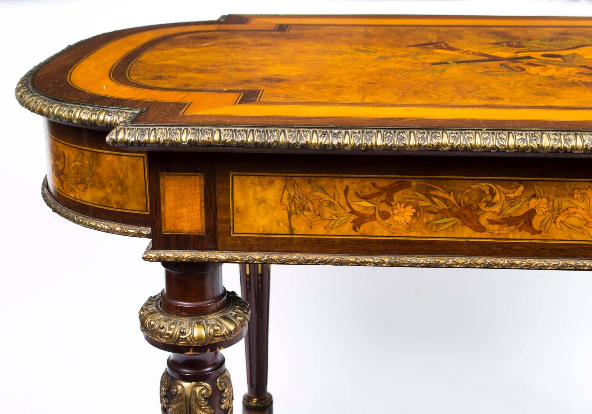 Antique French Marquetry Centre Writing Table, circa 1860 5