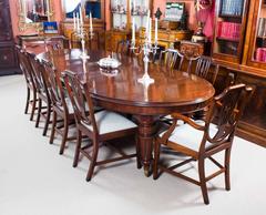 Antique Extending Dining Table with Ten Shield-Back Chairs, circa 1880