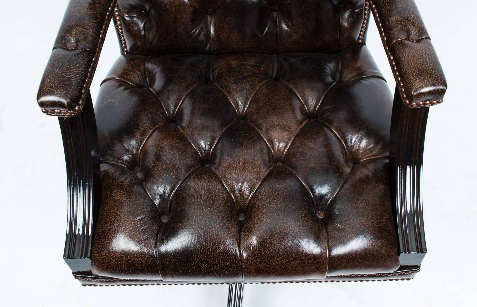 20th Century English Handmade Designer Leather Desk Chair