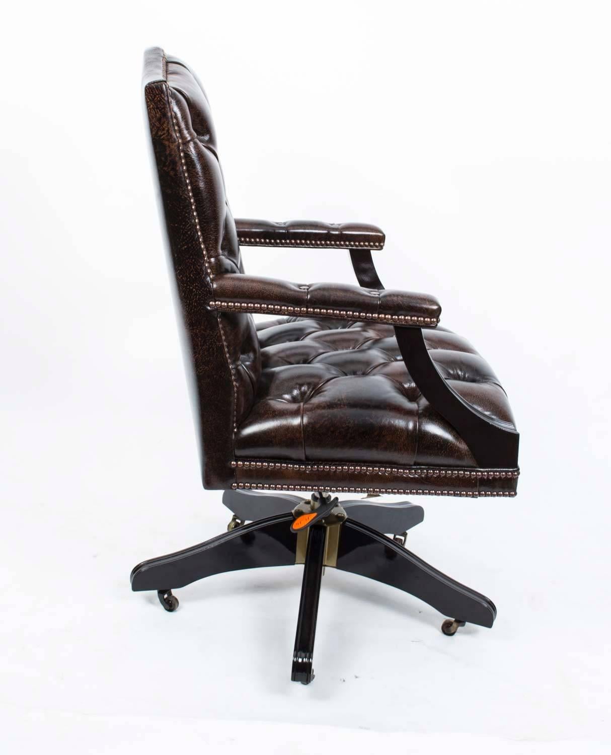 English Handmade Designer Leather Desk Chair 3