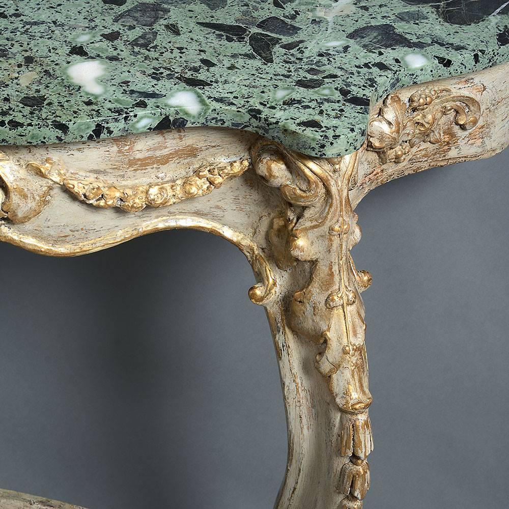 Finnish 19th Century Rococo Gilded Console Table with Marble Top