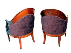 Antique Continental Pair of Walnut Library Chairs
