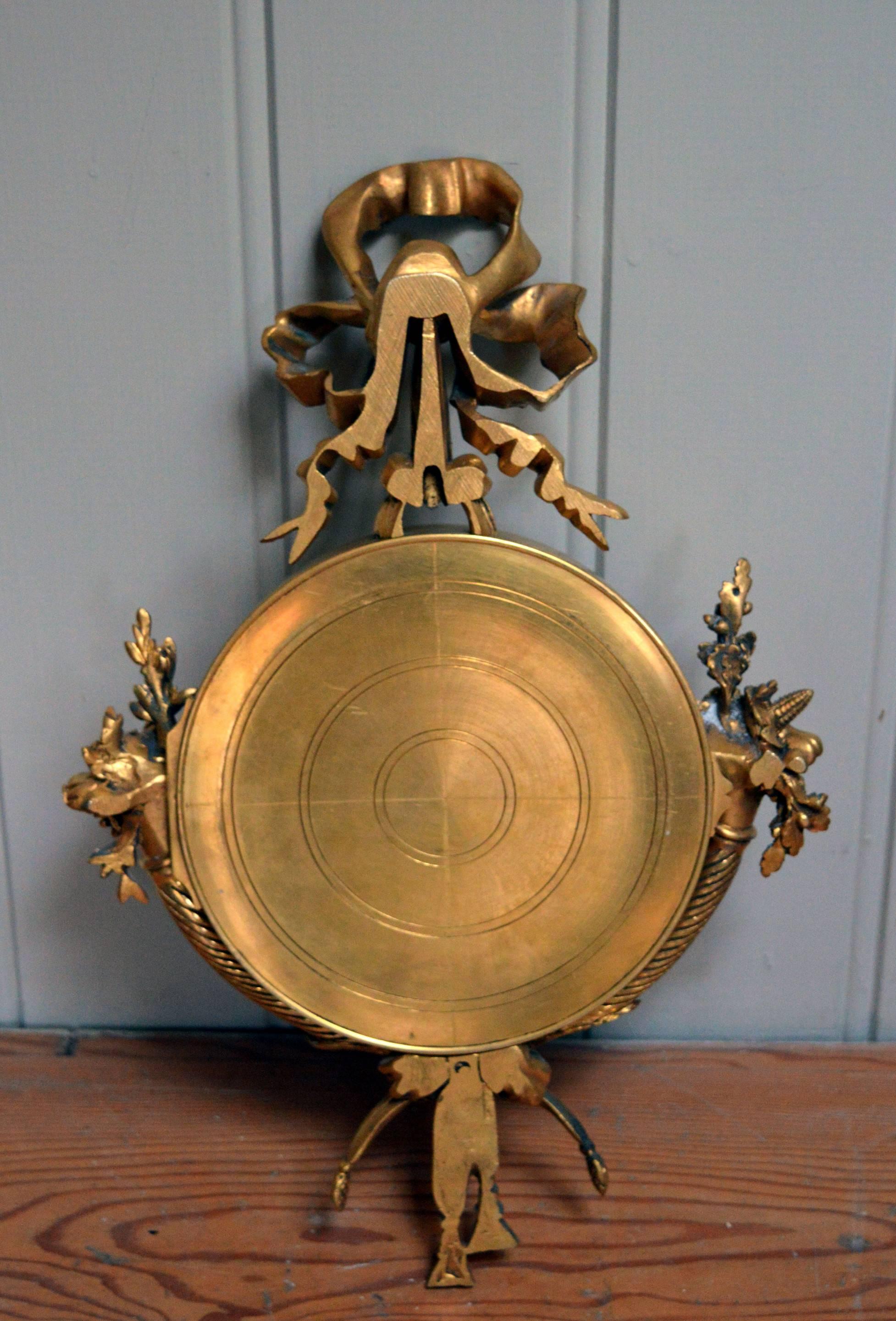 Unusual French Ormolu Cartel Barometer In Good Condition In Buckinghamshire, GB