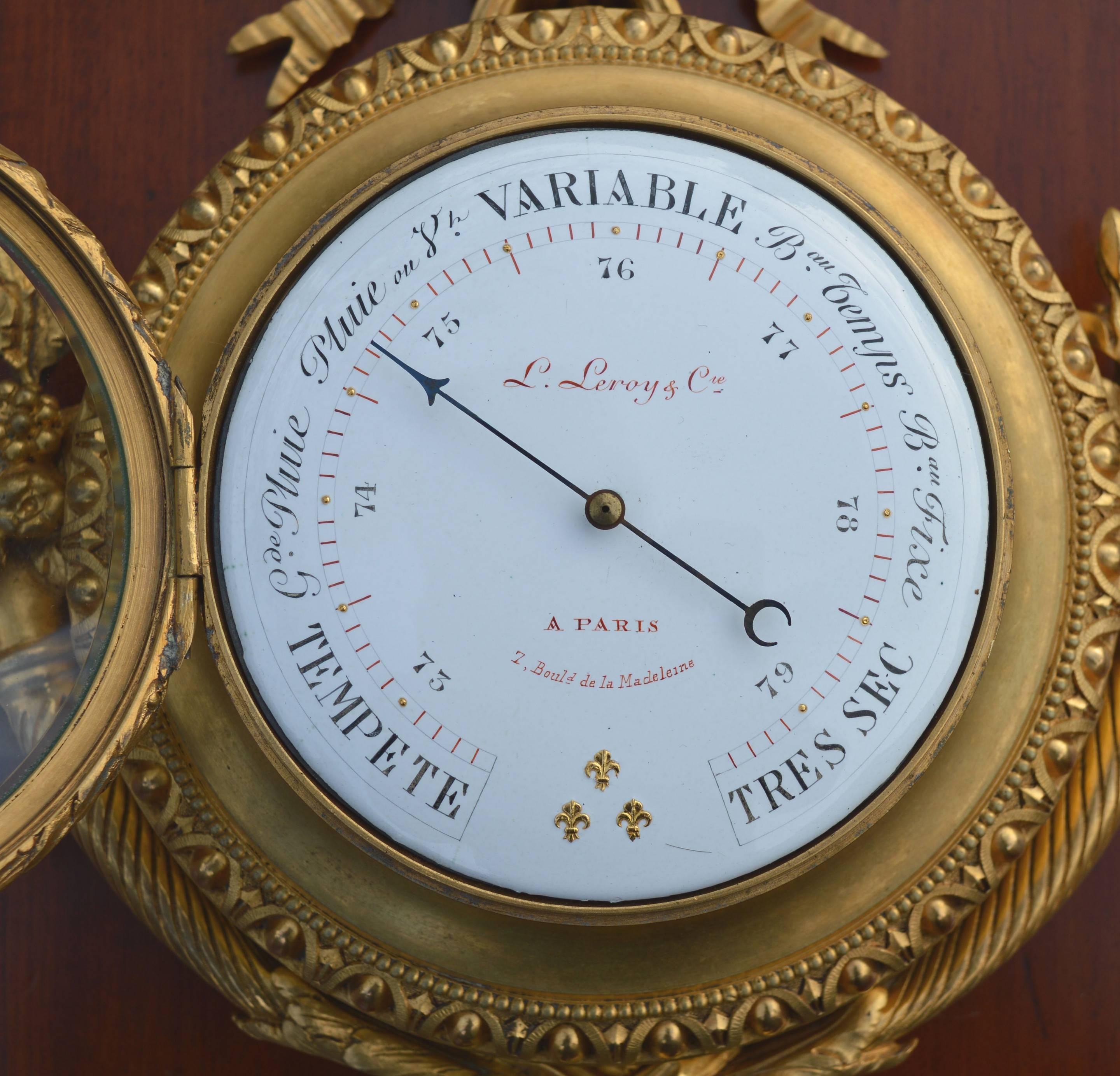 Unusual French Ormolu Cartel Barometer 4