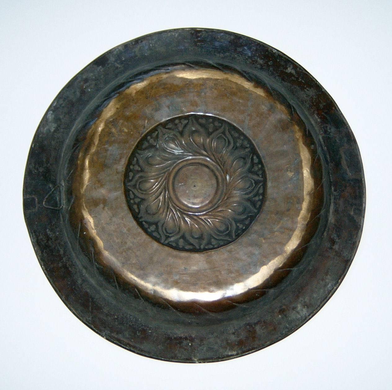 Large brass alms dish with 