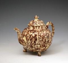 Creamware tortoiseshell lead glaze earthenware pottery teapot Whiedon type.