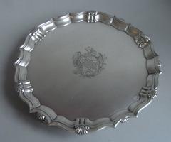 Exceptionally Fine and Rare Pair of Early George II Salvers, of Large Size, M
