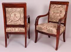 Pair of French Restoration Mahogany Armchairs