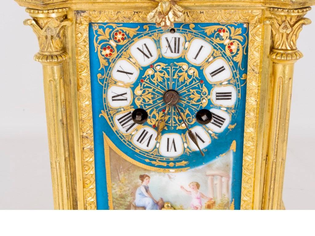 Gilt 19th Century French Sevres Porcelain Ormolu Clock