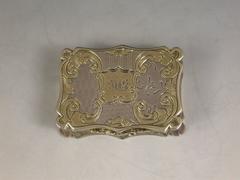 Victorian Parcel-Gilt Multi-Panel Engine Turned Silver Vinaigrette