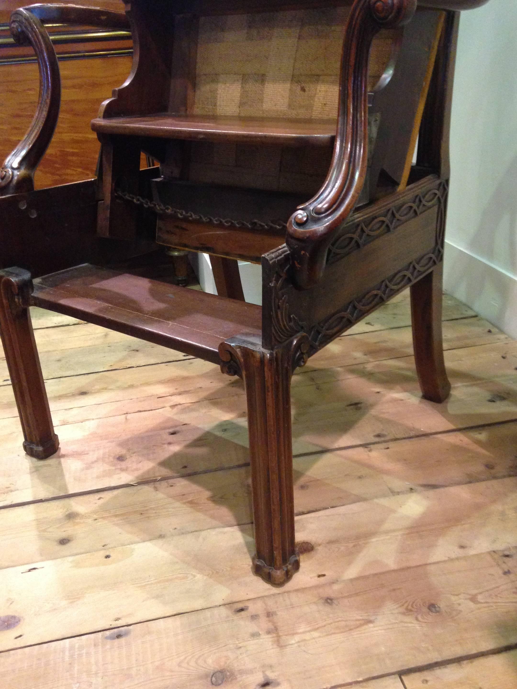 English 19th century mahogany metamorphic library chair