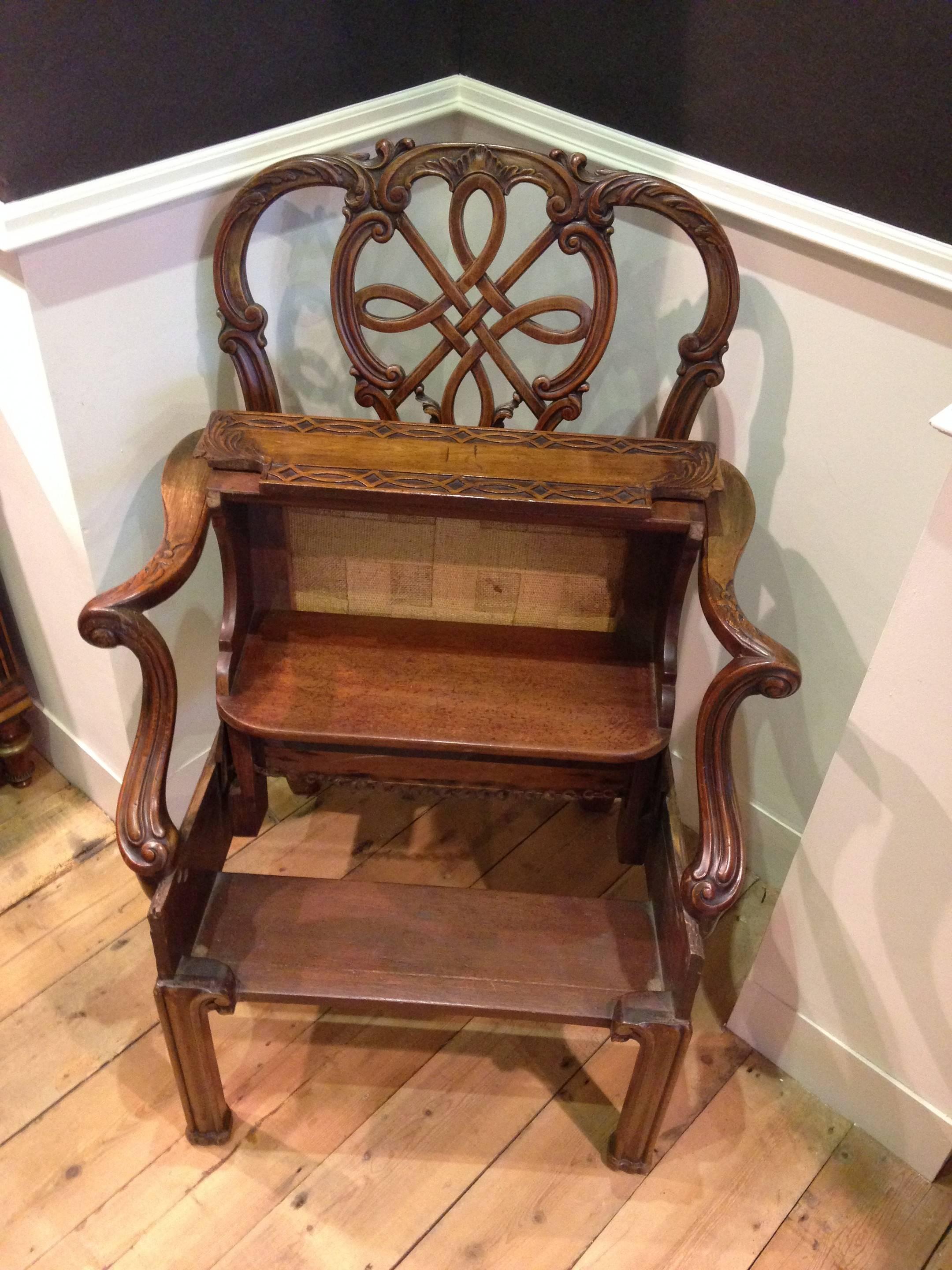 Mahogany 19th century mahogany metamorphic library chair