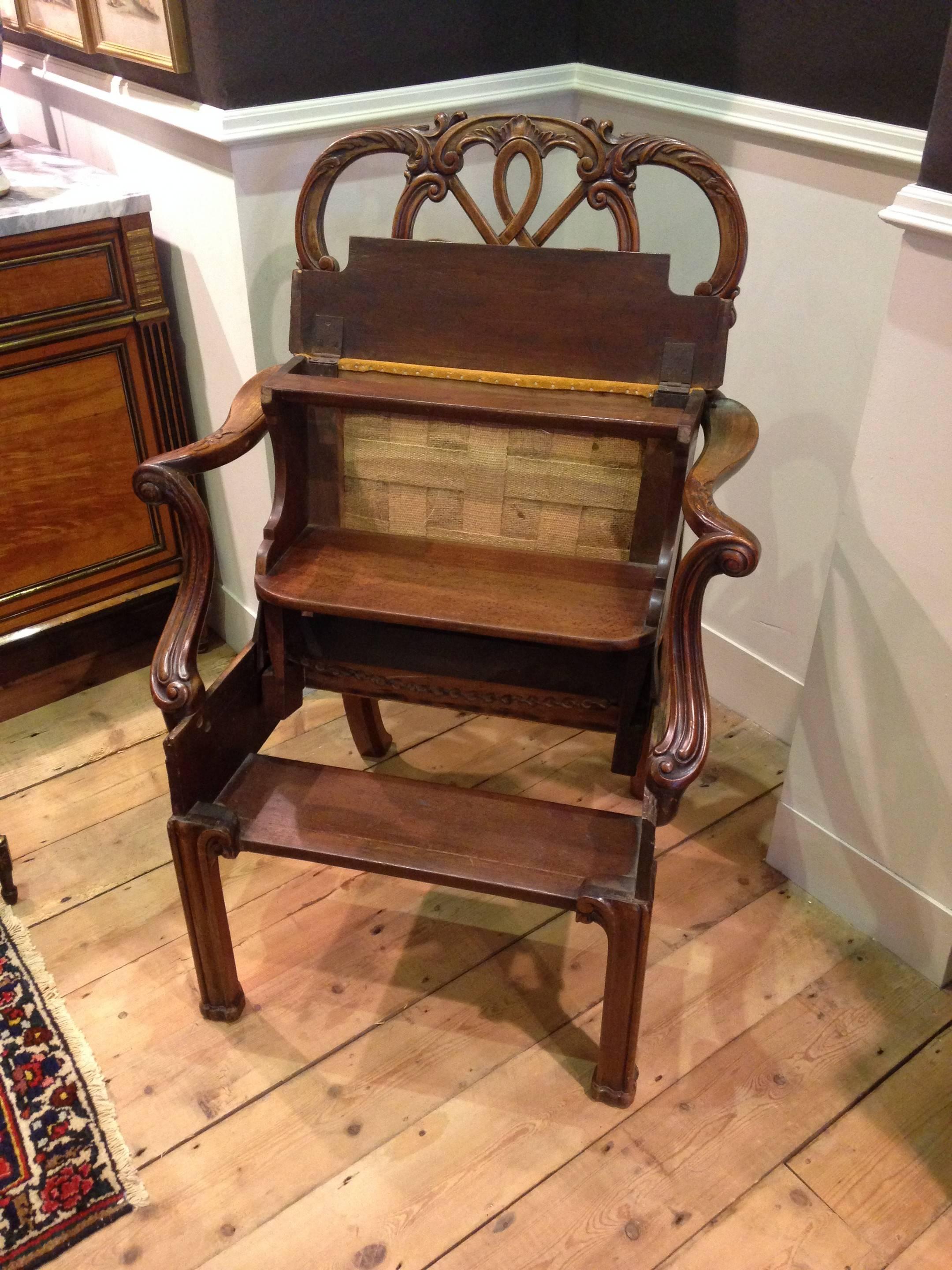 19th century mahogany metamorphic library chair 2