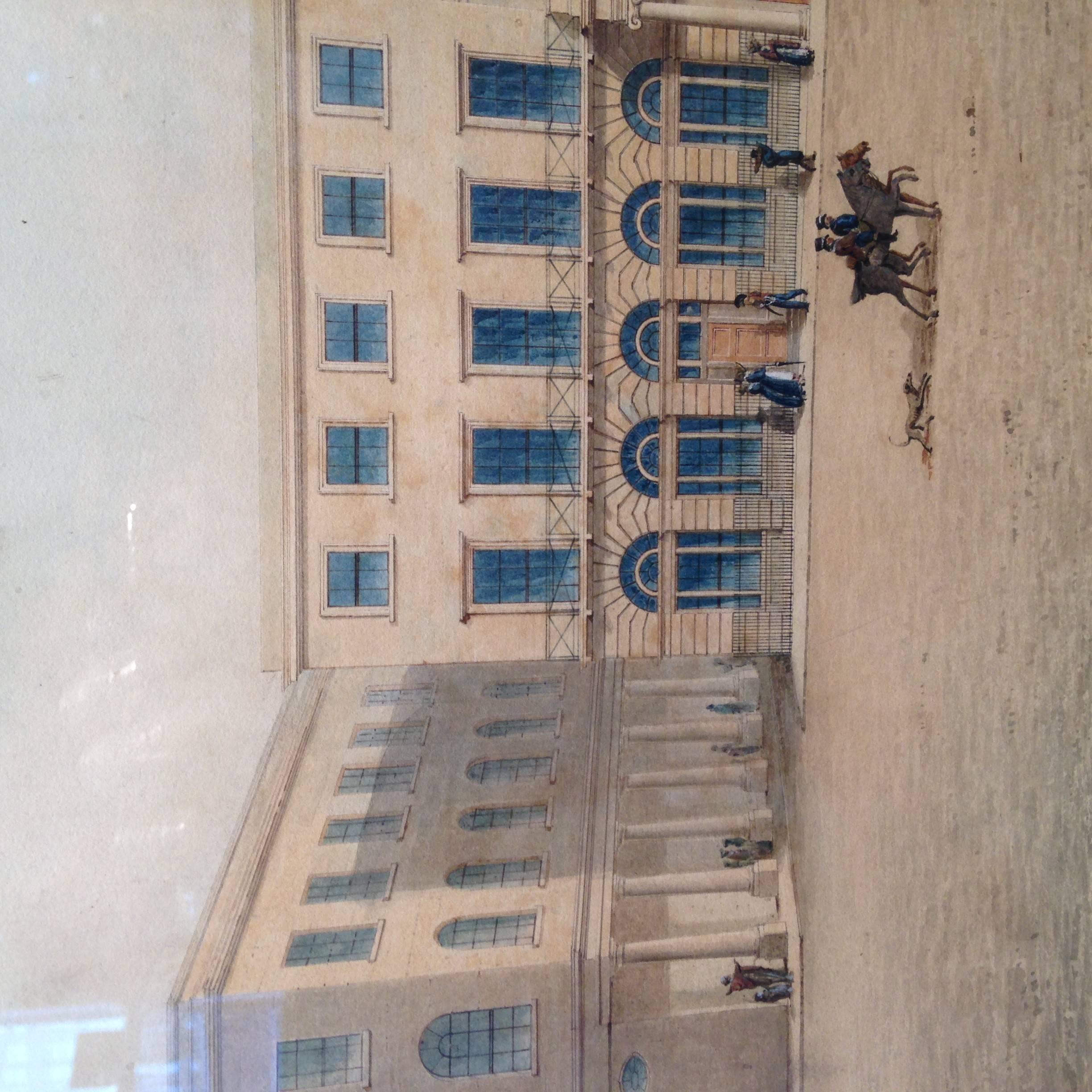 English Early 19th century architectural watercolour For Sale