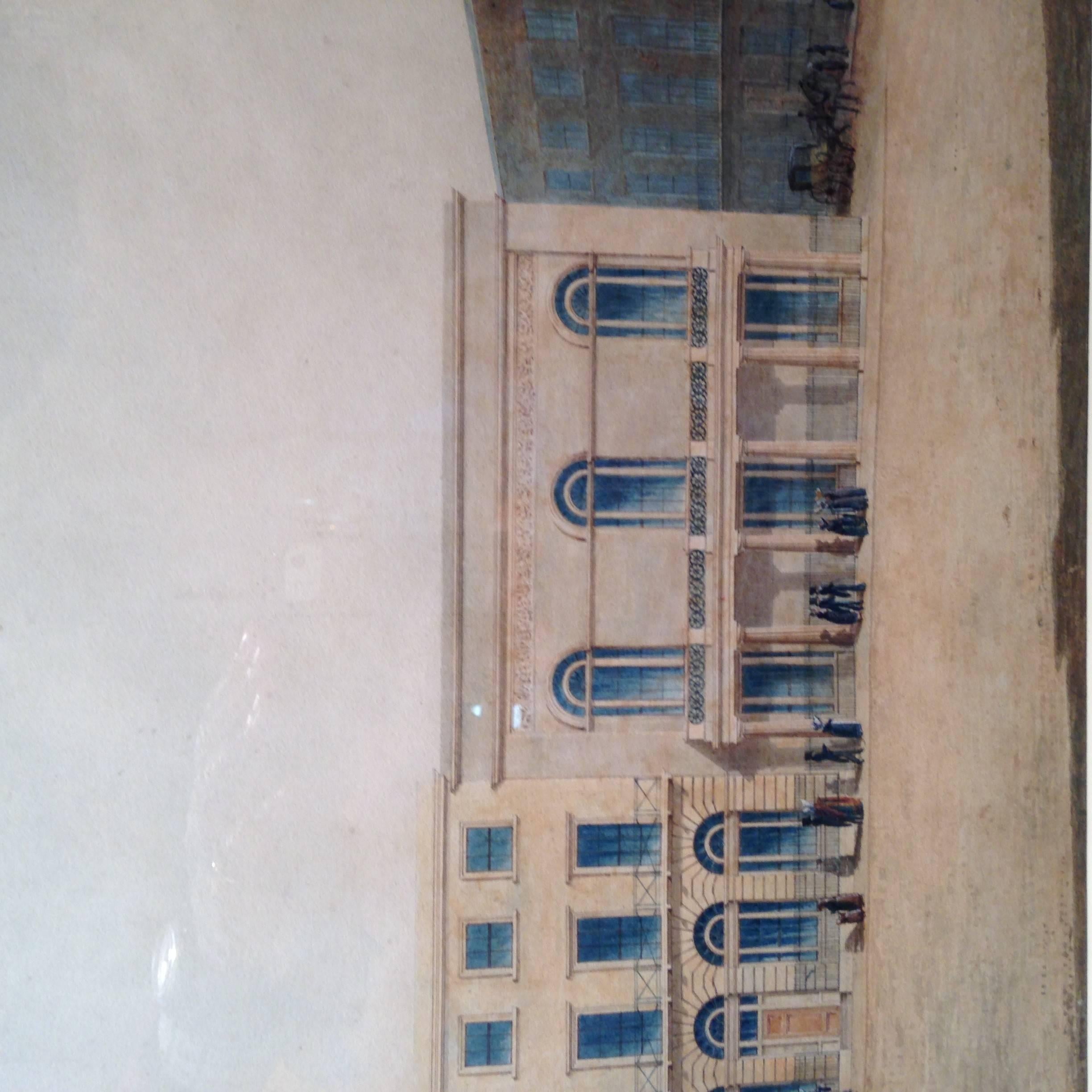 Hand-Painted Early 19th century architectural watercolour For Sale