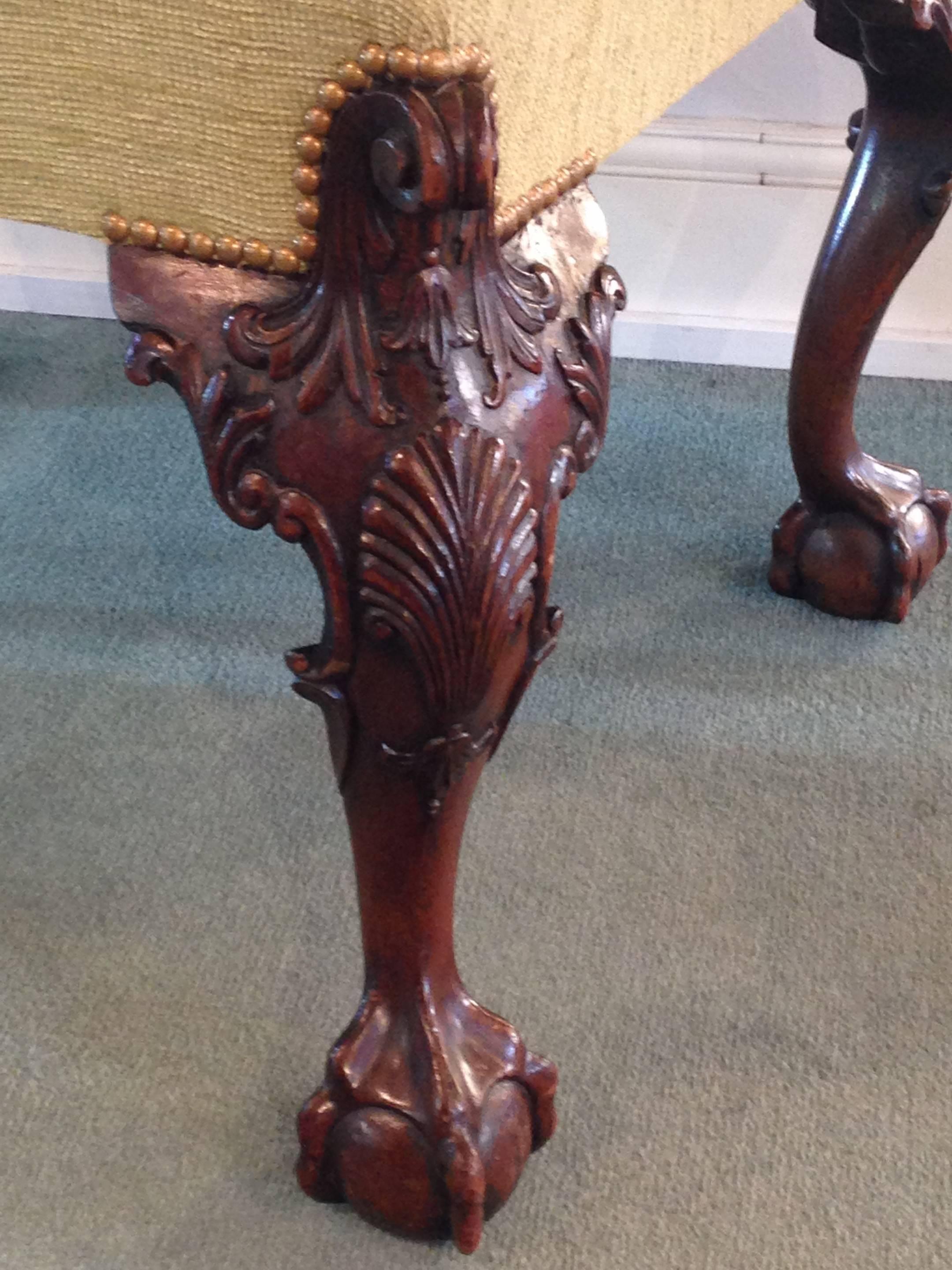 A fine quality mahogany cabriole leg stool in the George II manner. Ball and claw foot, carved shell on the knee with finely carved acanthus leaf carvings. The whole has wonderful presence, very much like the original 18th century article.