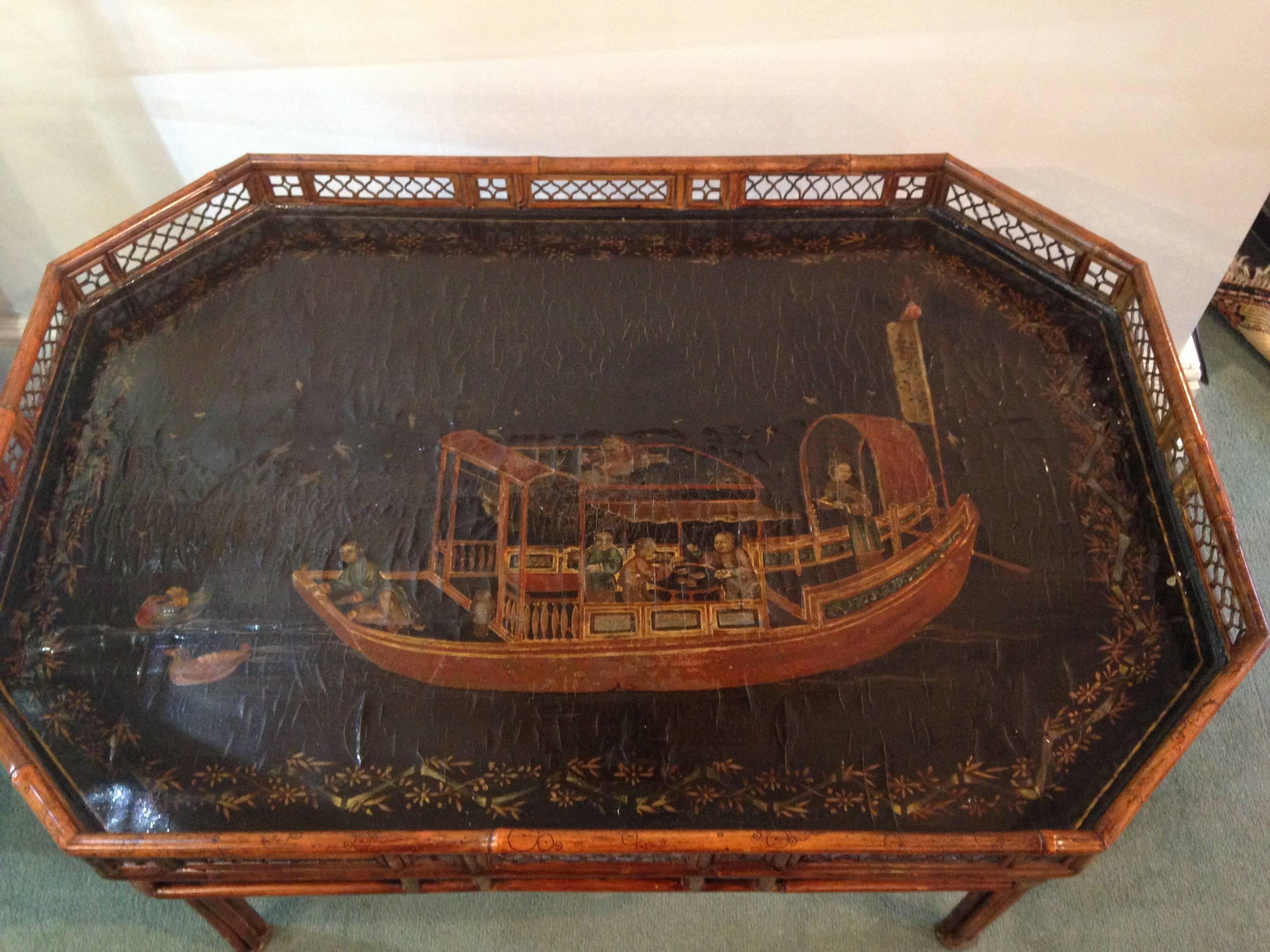Chinese 19th century tray on stand